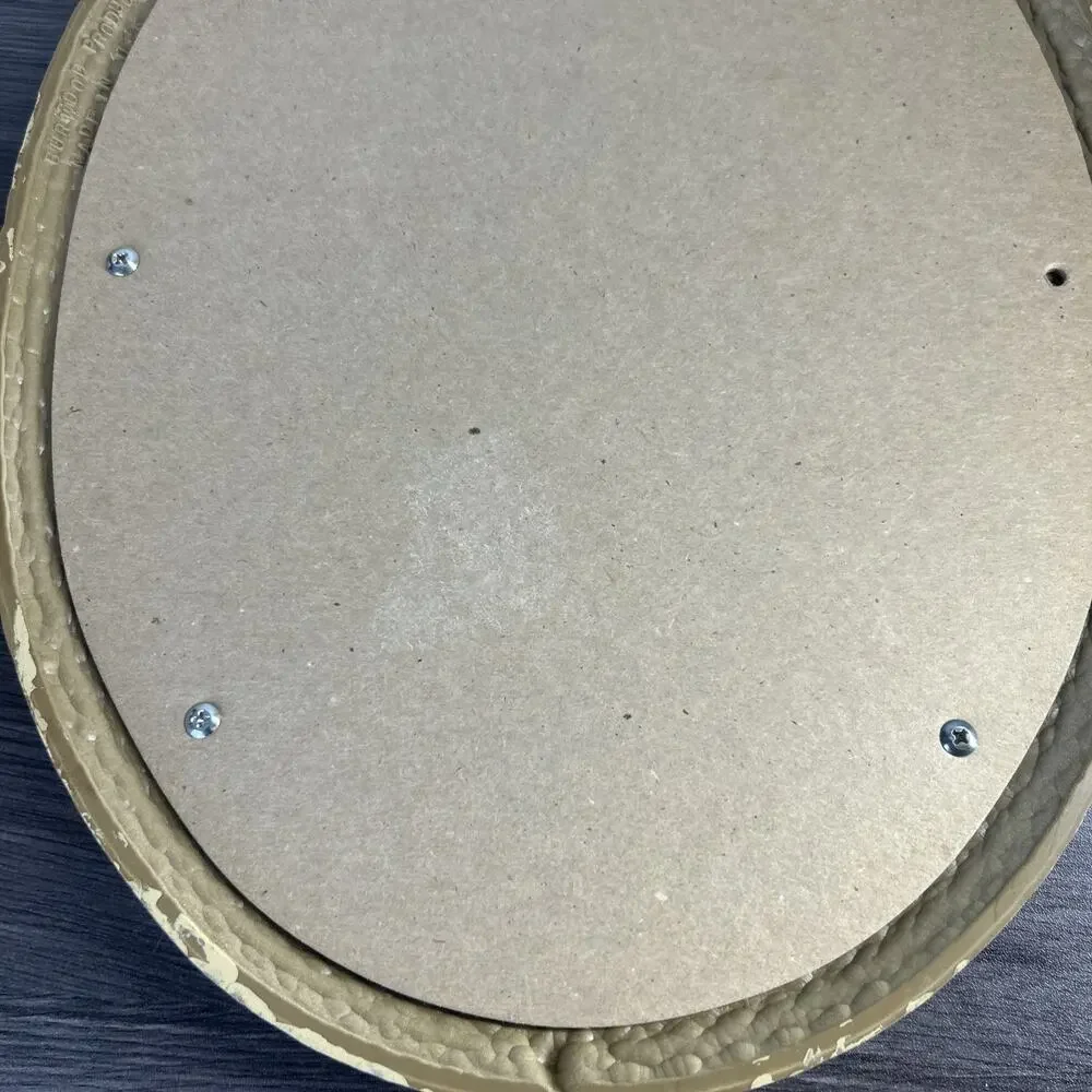 Vintage Burwood Faux Wicker Oval Mirror 2939 Teal Ribbon USA Wall Cottagecore